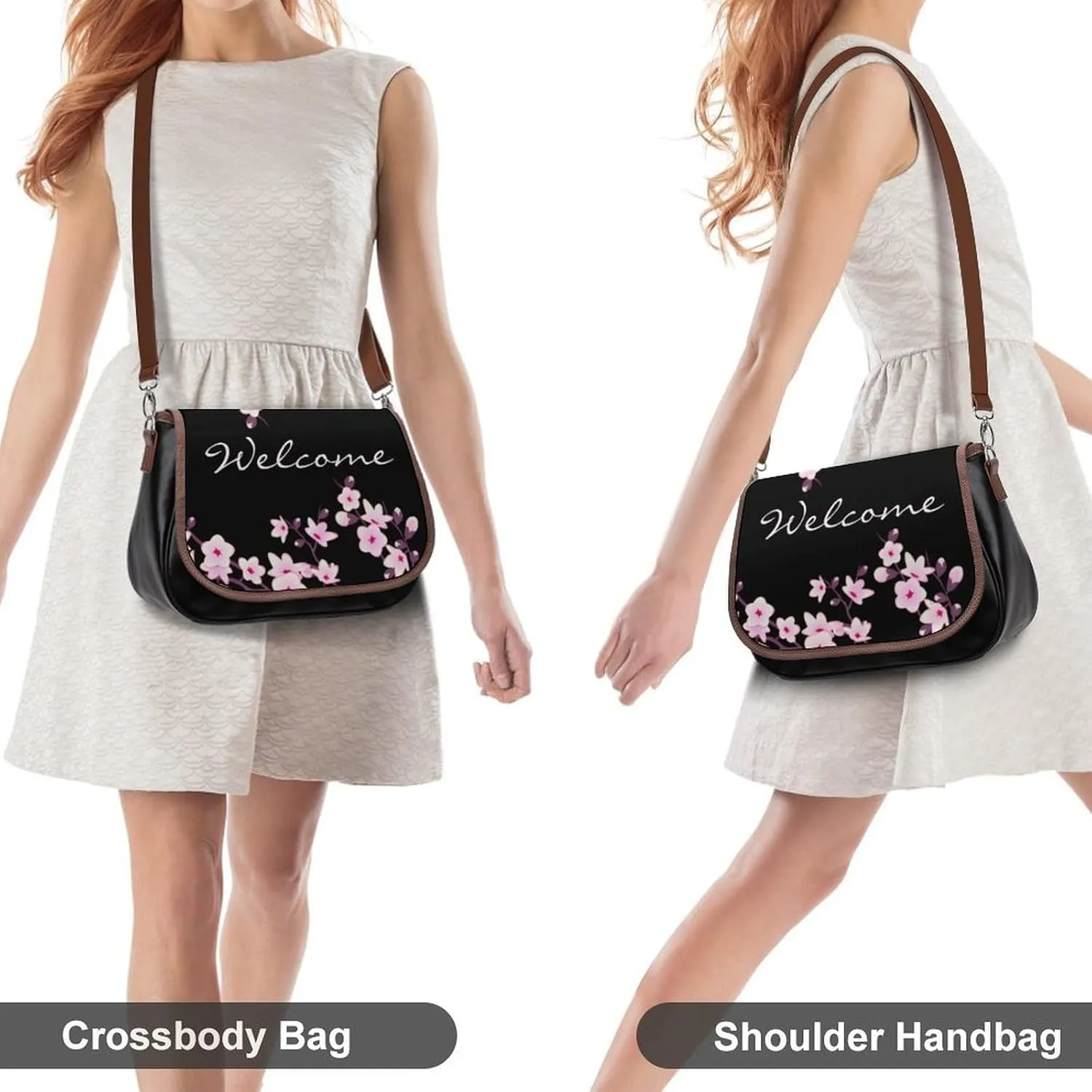 Pink Witch Gothic Pattern Fashionable And Durable Portable Leather Shoulder Bag