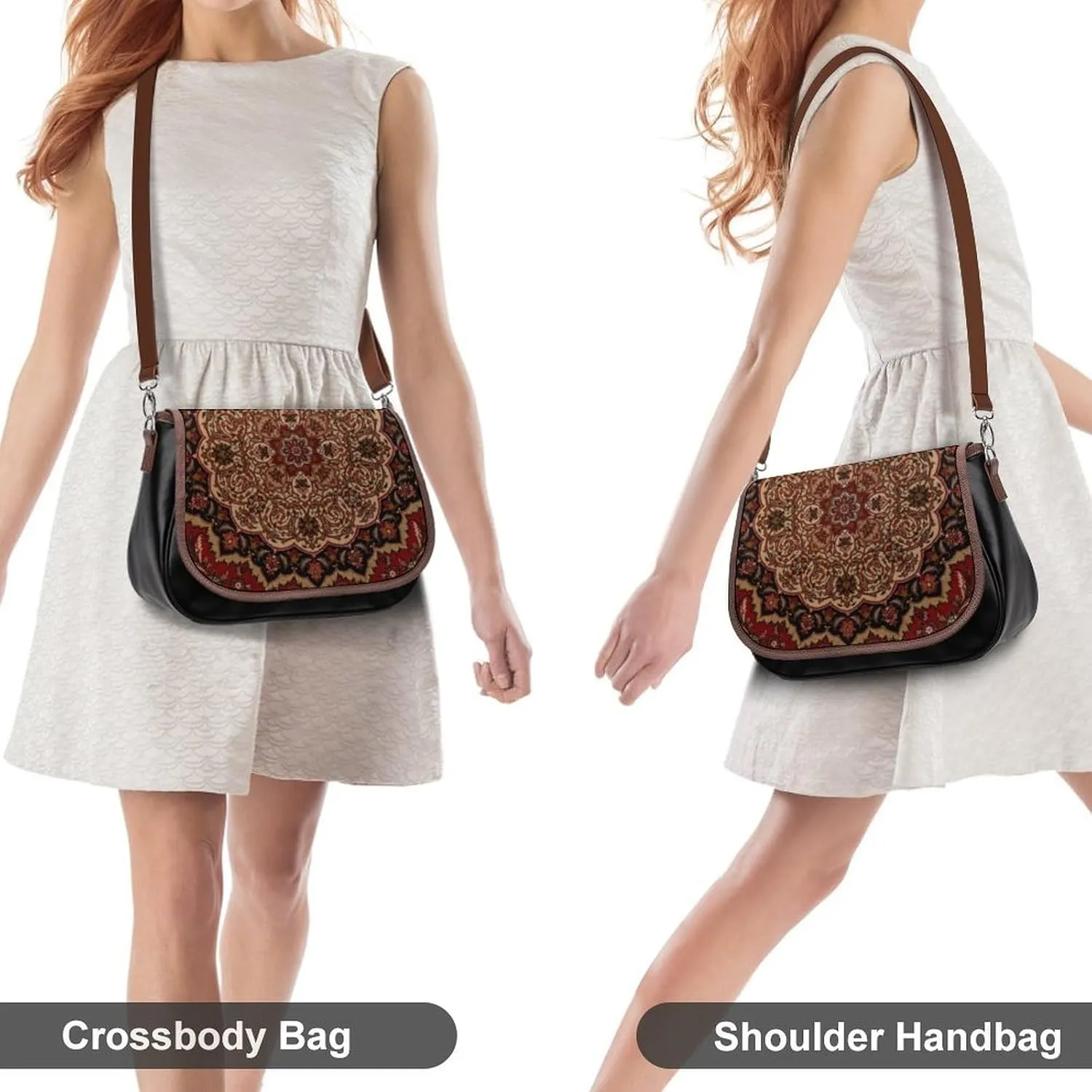 Pink Witch Gothic Pattern Fashionable And Durable Portable Leather Shoulder Bag