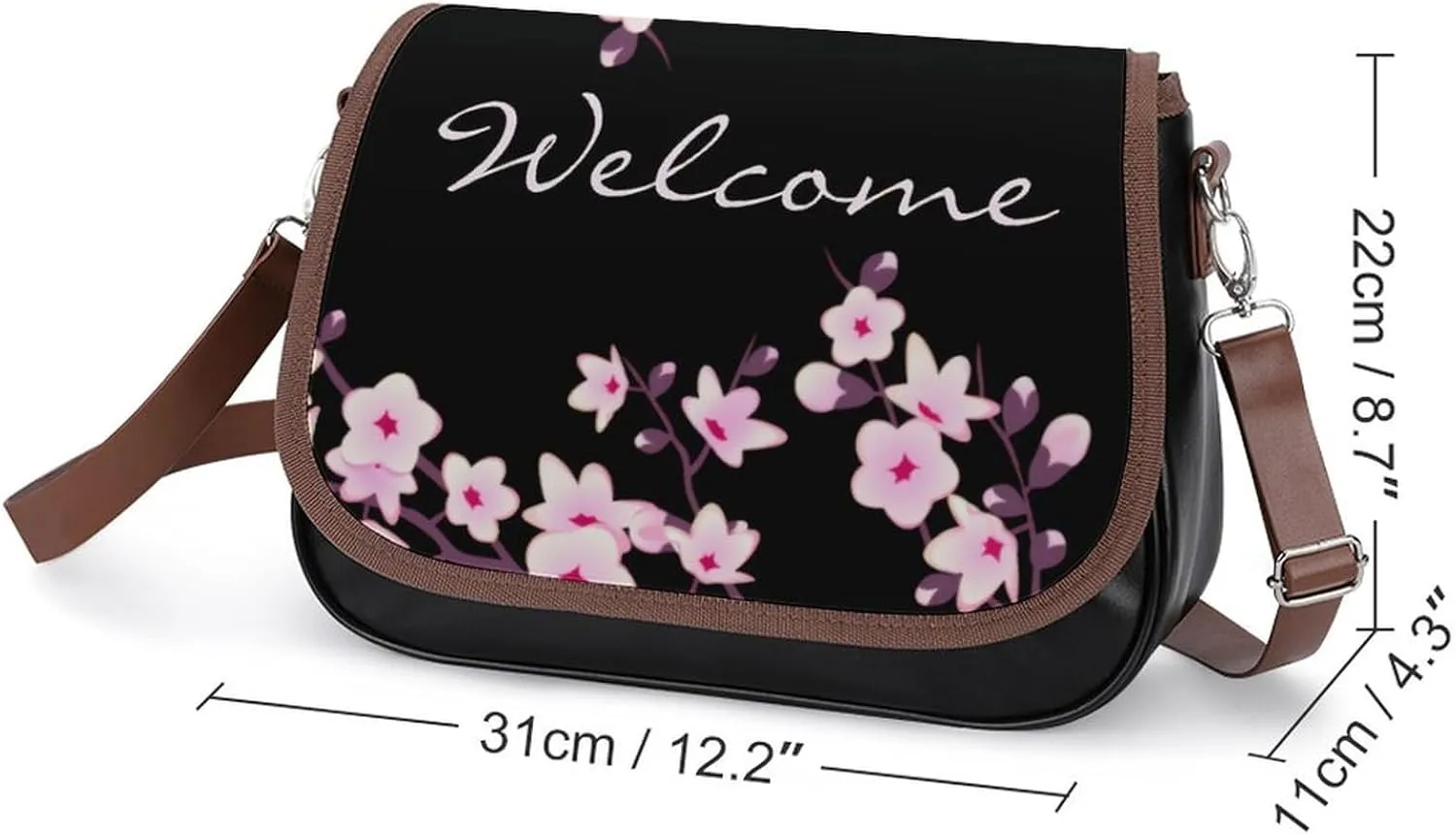 Pink Witch Gothic Pattern Fashionable And Durable Portable Leather Shoulder Bag