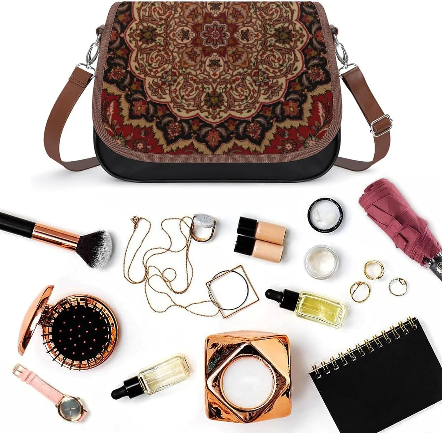 Pink Witch Gothic Pattern Fashionable And Durable Portable Leather Shoulder Bag