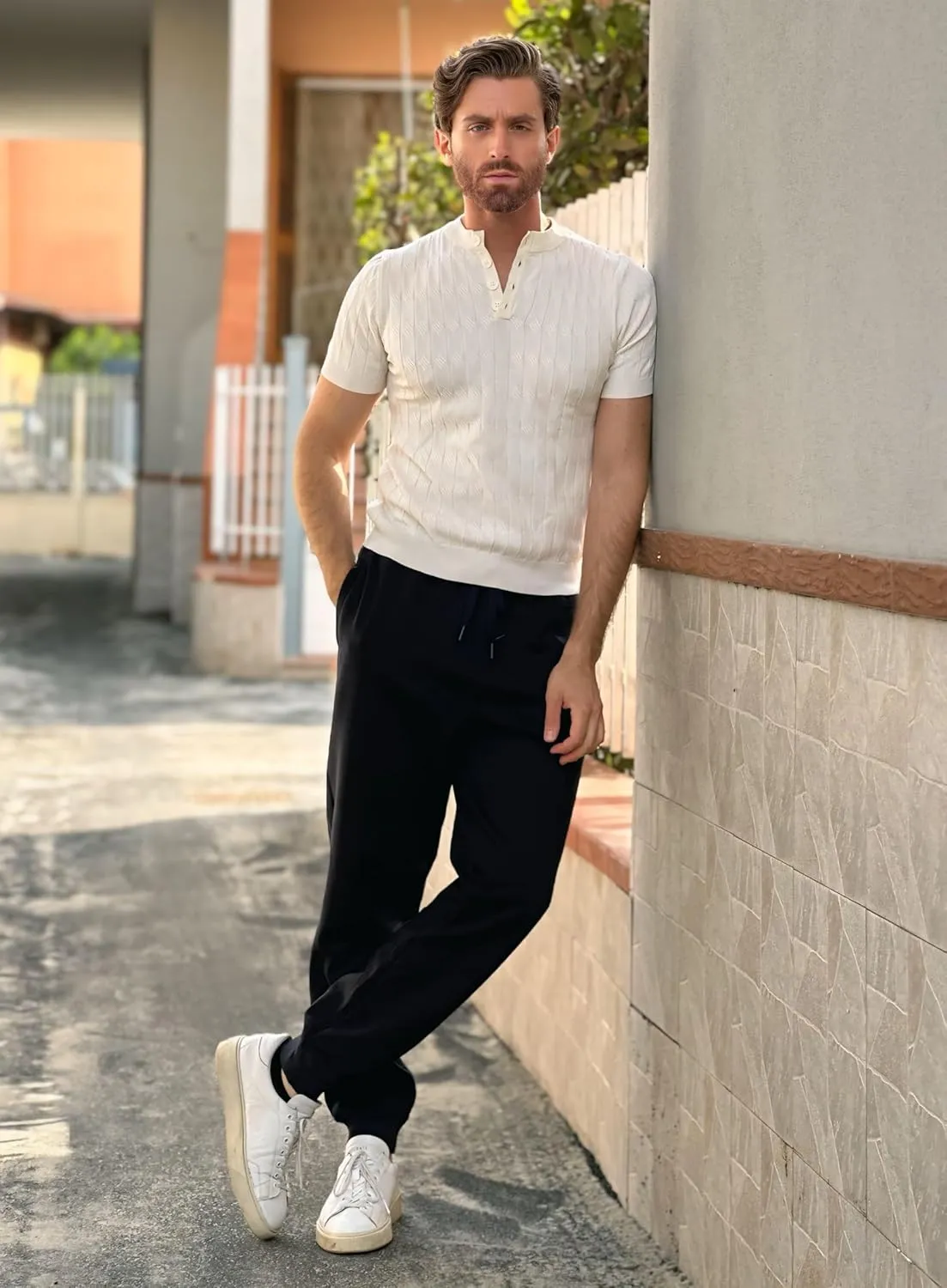 PINSPARK Men's Fleece Jogger Sweatpants with Zipper Pockets Cotton Sweat Pants for Mens Jogging Pants Casual Lounge Joggers