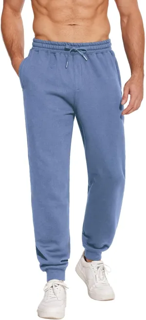 PINSPARK Men's Fleece Jogger Sweatpants with Zipper Pockets Cotton Sweat Pants for Mens Jogging Pants Casual Lounge Joggers