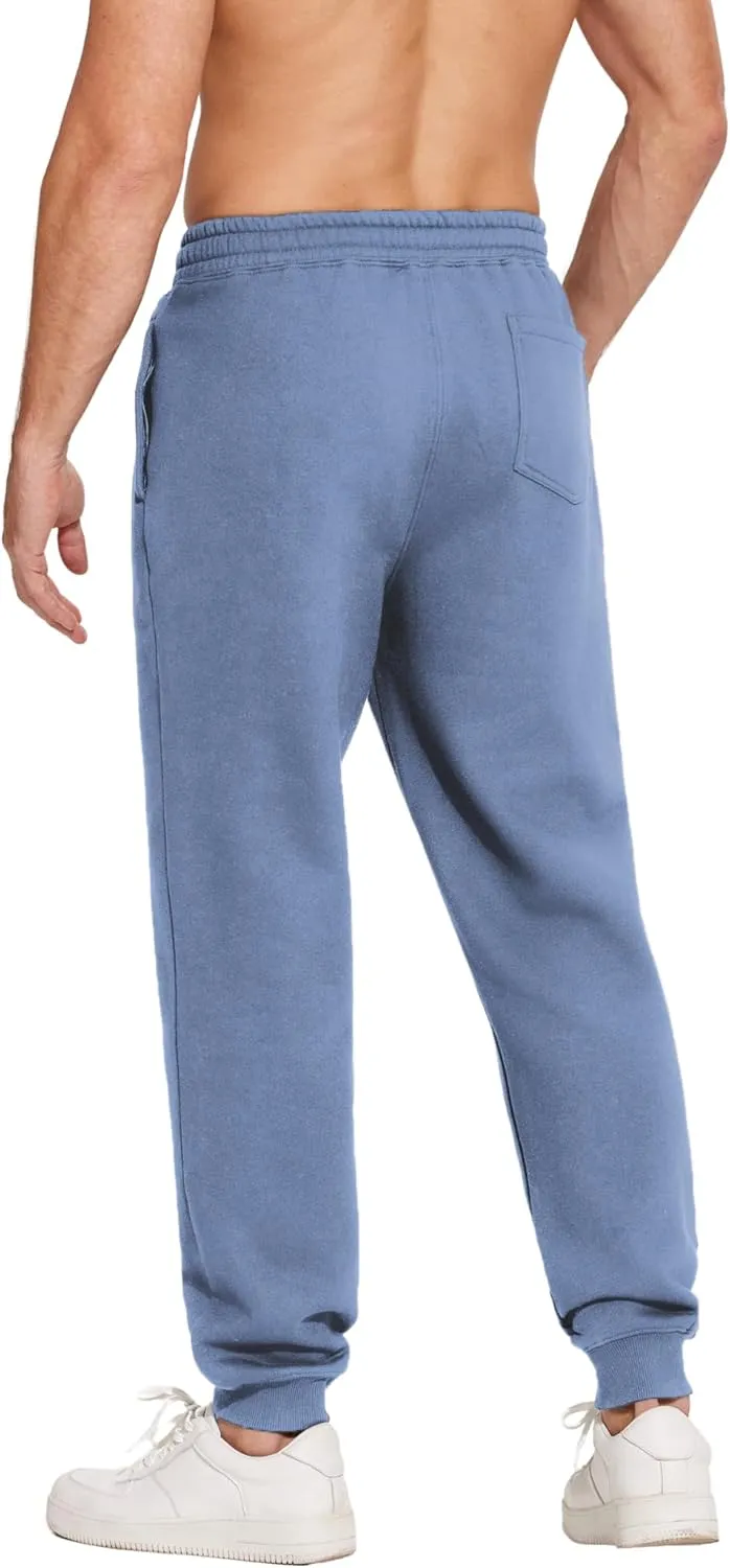 PINSPARK Men's Fleece Jogger Sweatpants with Zipper Pockets Cotton Sweat Pants for Mens Jogging Pants Casual Lounge Joggers