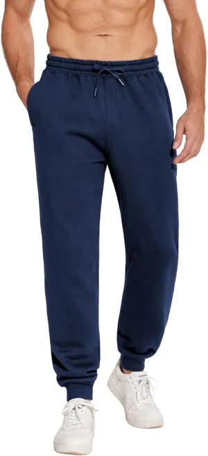 PINSPARK Men's Fleece Jogger Sweatpants with Zipper Pockets Cotton Sweat Pants for Mens Jogging Pants Casual Lounge Joggers