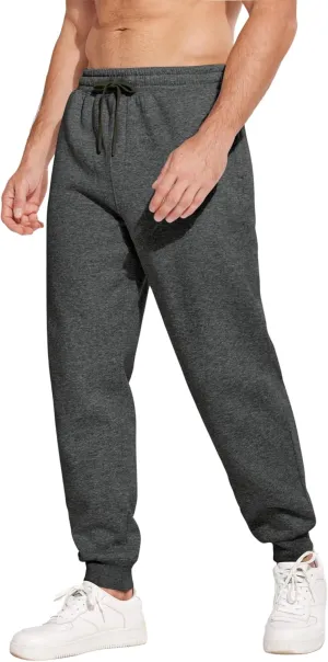 PINSPARK Men's Fleece Jogger Sweatpants with Zipper Pockets Cotton Sweat Pants for Mens Jogging Pants Casual Lounge Joggers