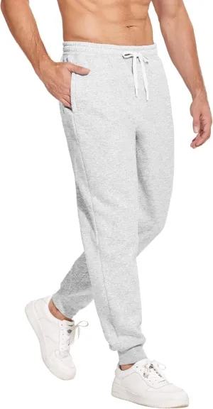 PINSPARK Men's Fleece Jogger Sweatpants with Zipper Pockets Cotton Sweat Pants for Mens Jogging Pants Casual Lounge Joggers