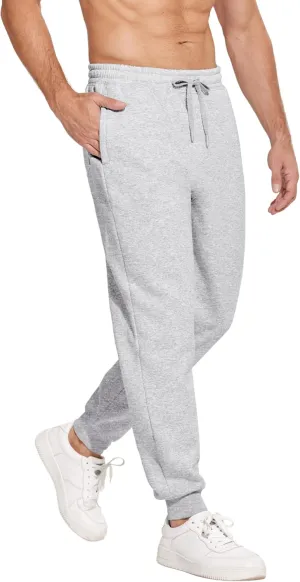 PINSPARK Men's Fleece Jogger Sweatpants with Zipper Pockets Cotton Sweat Pants for Mens Jogging Pants Casual Lounge Joggers
