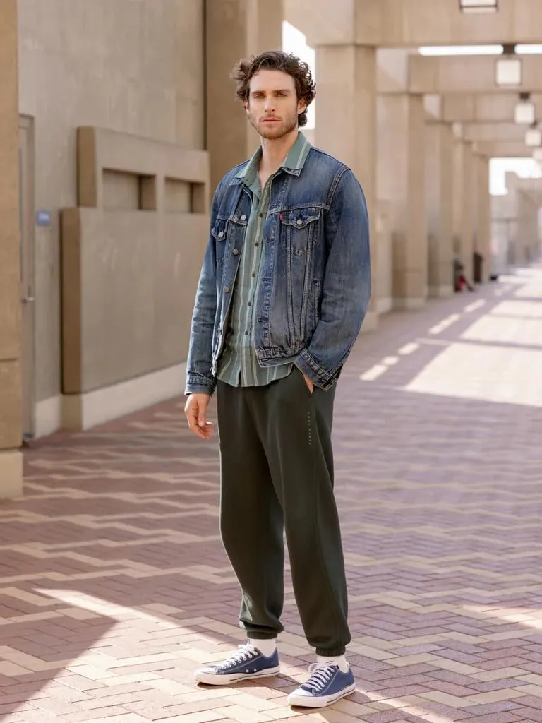 PINSPARK Men's Fleece Jogger Sweatpants with Zipper Pockets Cotton Sweat Pants for Mens Jogging Pants Casual Lounge Joggers