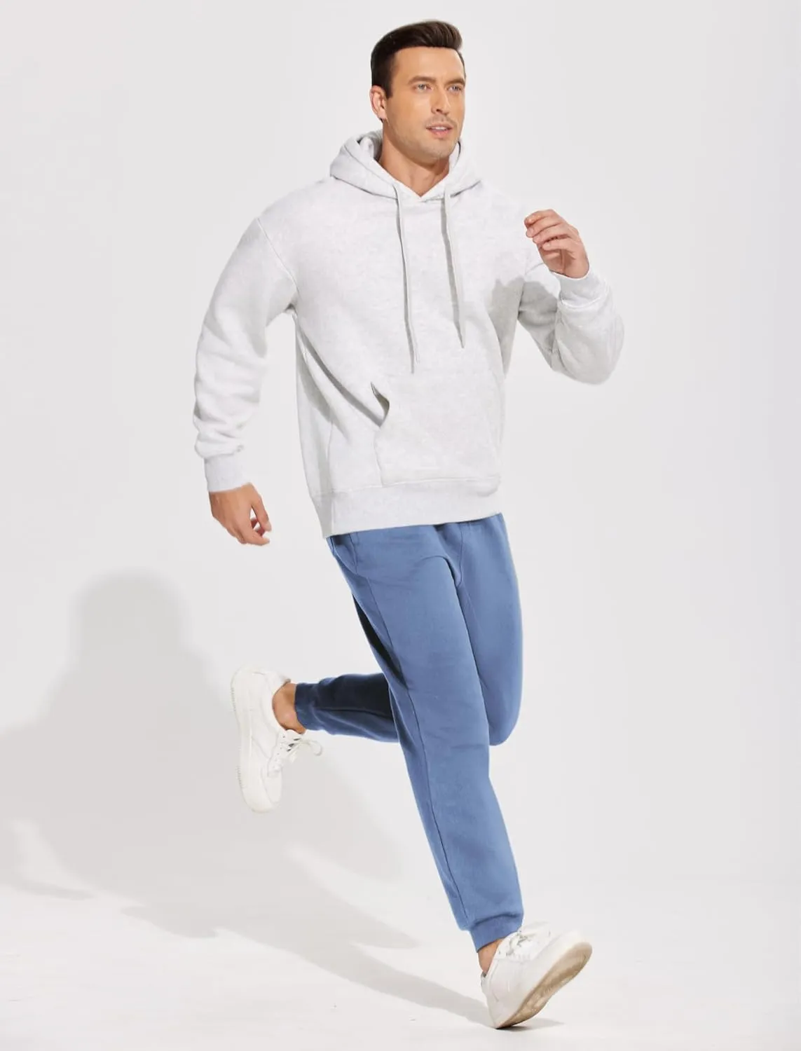 PINSPARK Men's Fleece Jogger Sweatpants with Zipper Pockets Cotton Sweat Pants for Mens Jogging Pants Casual Lounge Joggers