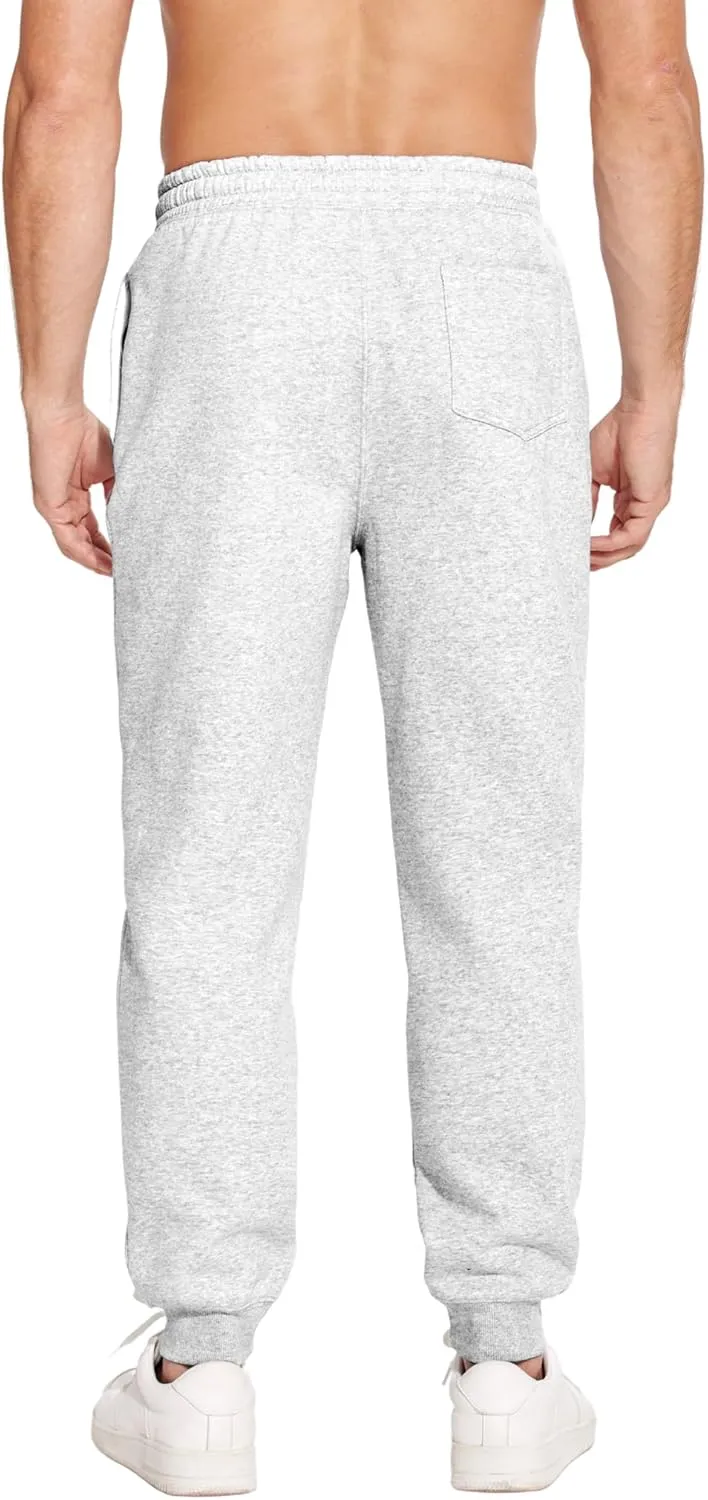PINSPARK Men's Fleece Jogger Sweatpants with Zipper Pockets Cotton Sweat Pants for Mens Jogging Pants Casual Lounge Joggers