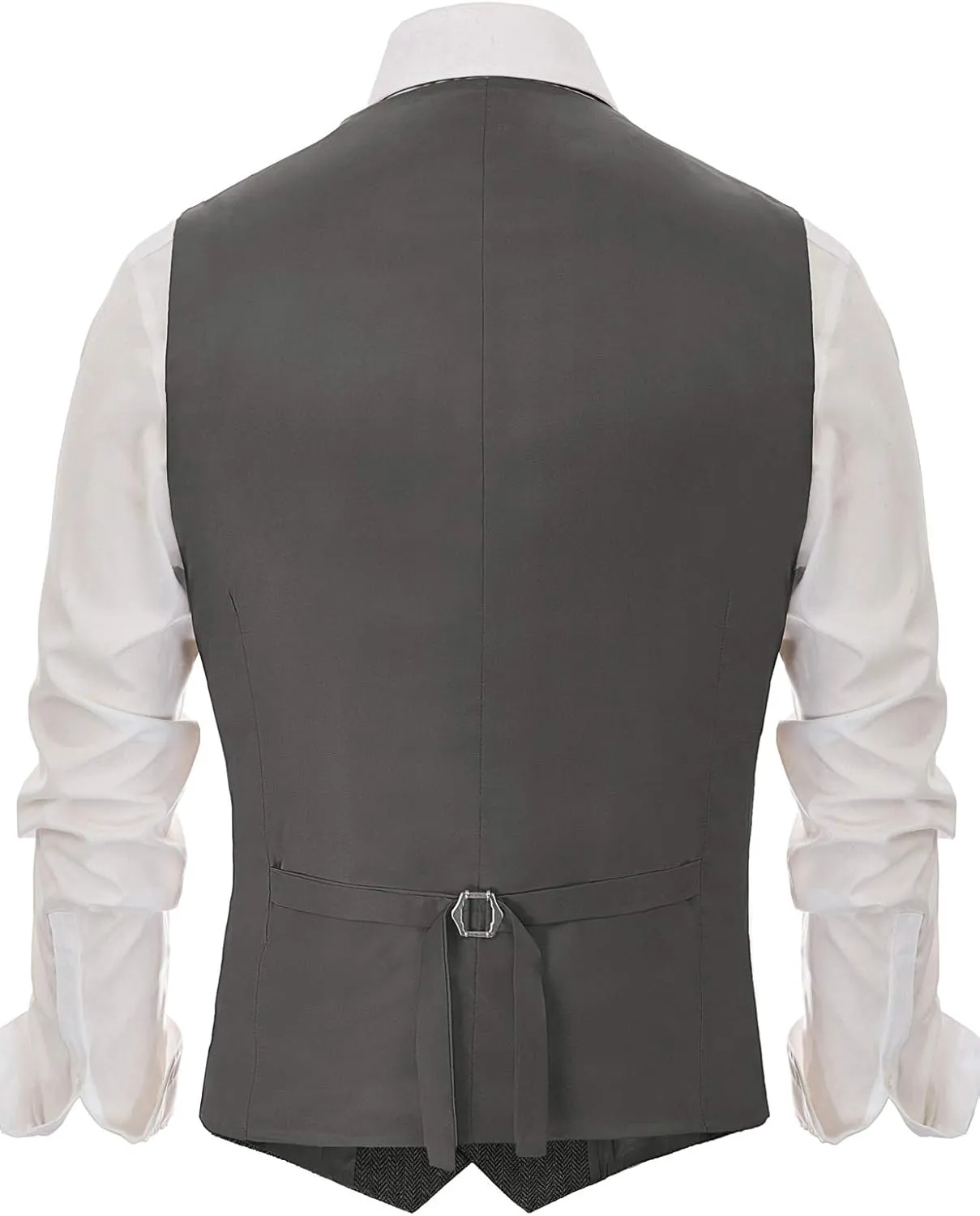 PJ PAUL JONES Men's Herringbone Tweed Suit Vest Casual Wool Blend Waistcoat