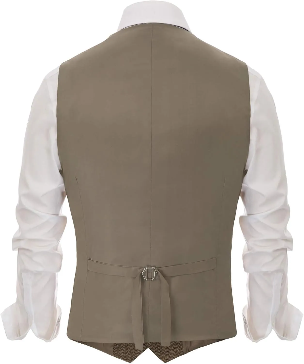 PJ PAUL JONES Men's Herringbone Tweed Suit Vest Casual Wool Blend Waistcoat