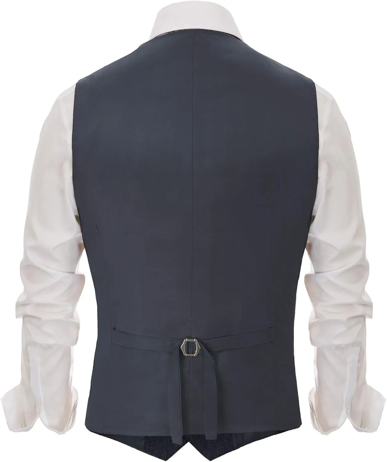 PJ PAUL JONES Men's Herringbone Tweed Suit Vest Casual Wool Blend Waistcoat