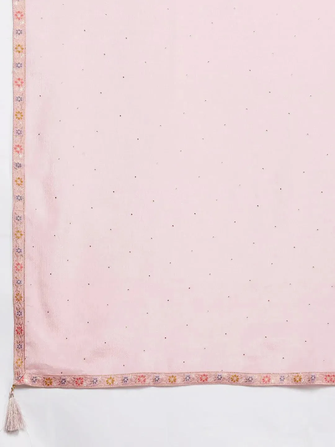Plus Size Pink Woven Design Silk Blend Straight Kurta With Dupatta