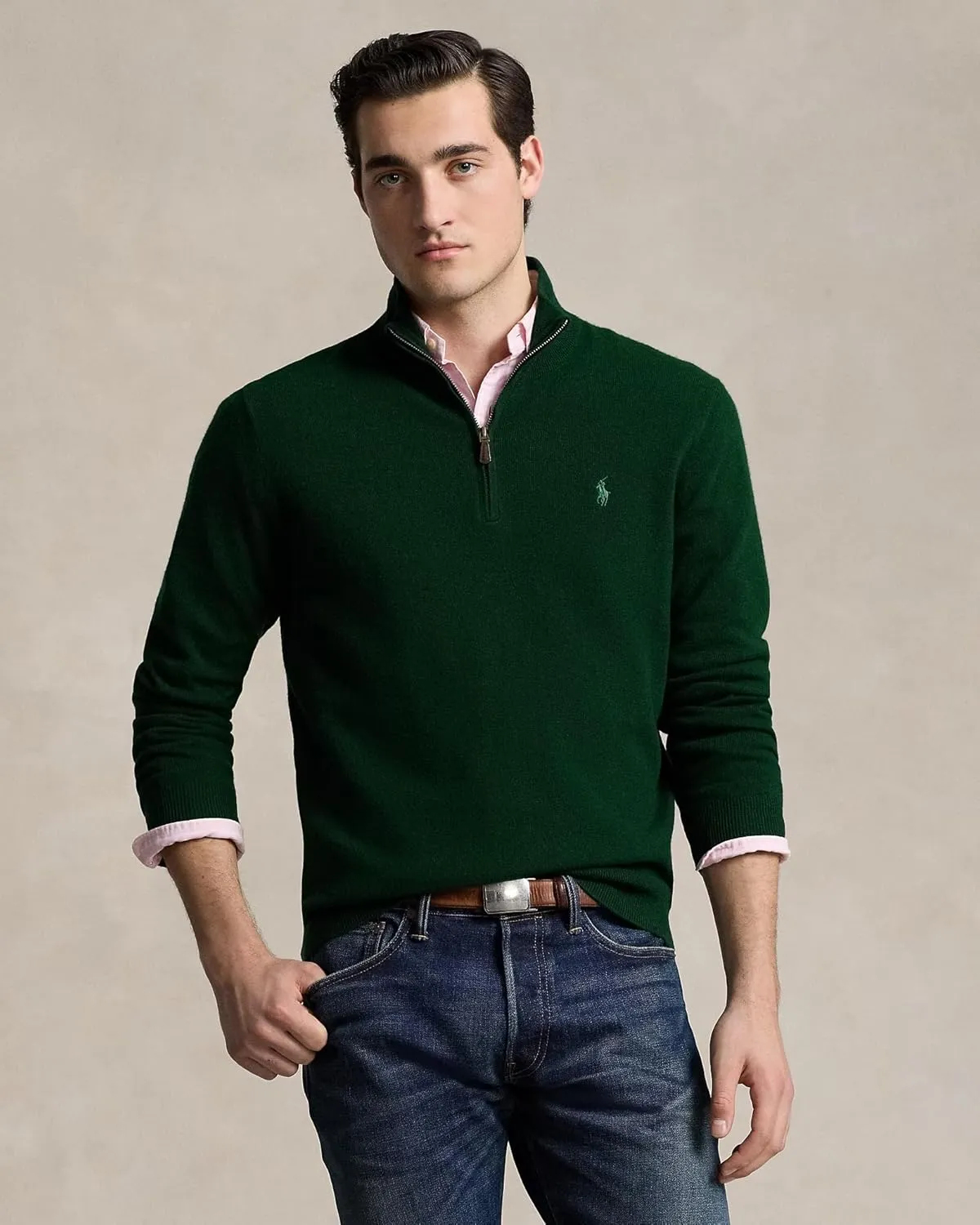 POLO RALPH LAUREN Men's Quarter-Zip Wool Blend Sweater