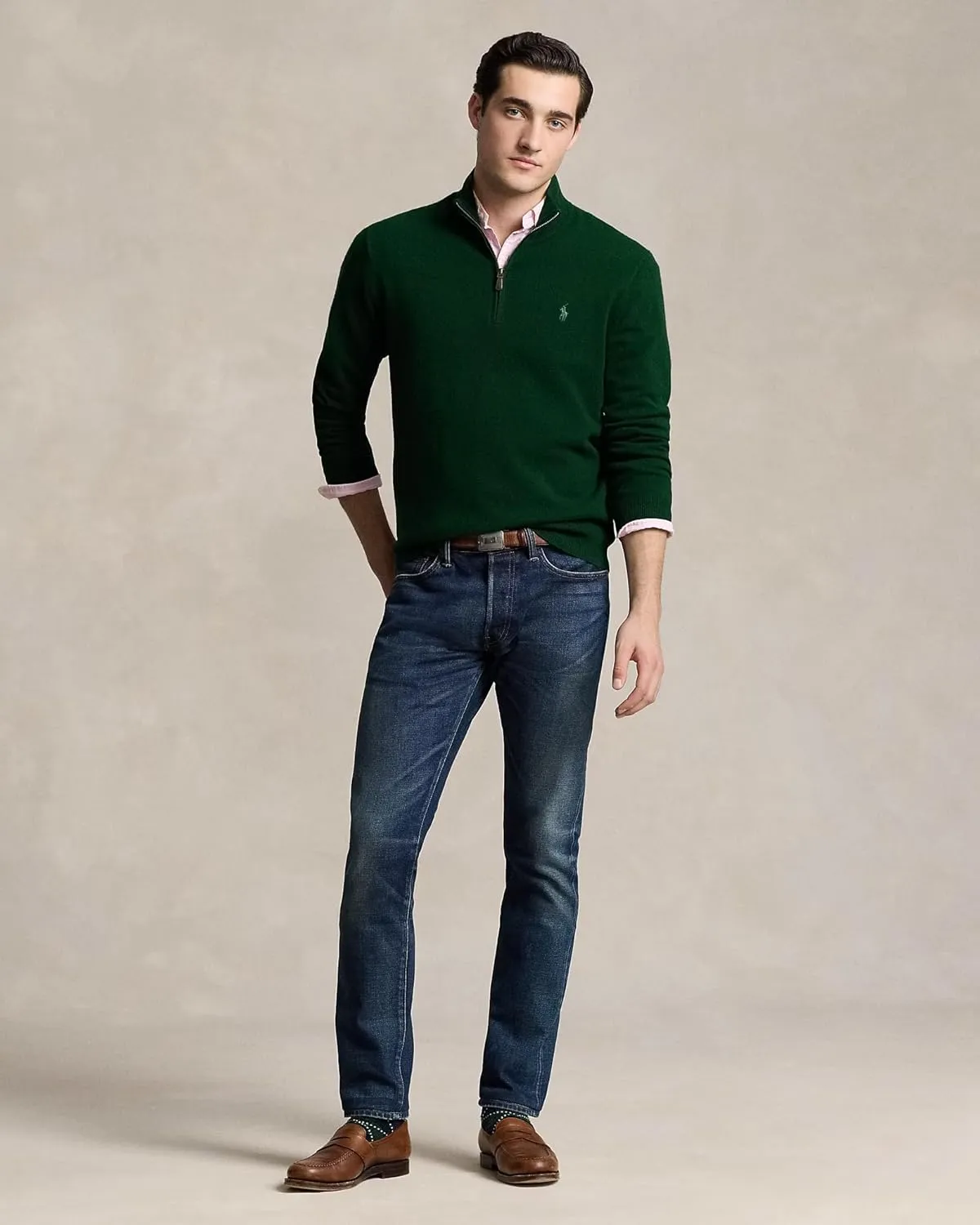 POLO RALPH LAUREN Men's Quarter-Zip Wool Blend Sweater