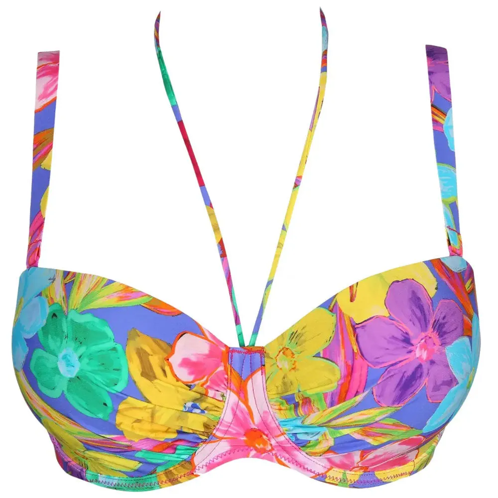 PrimaDonna 'Sazan' Bikini Set with Padded Top and Rio Brief in Blue Bloom (Multicolour)