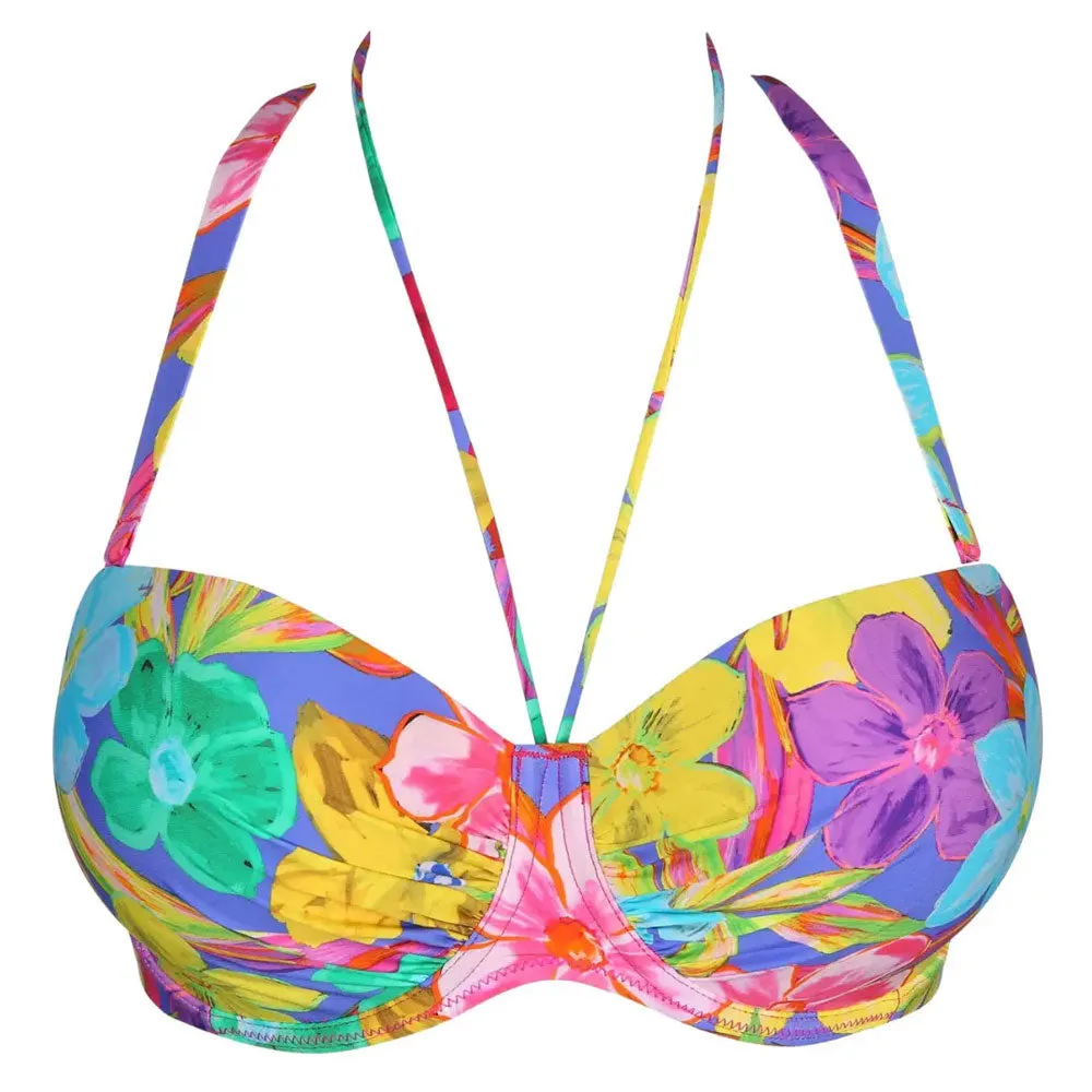 PrimaDonna 'Sazan' Bikini Set with Padded Top and Rio Brief in Blue Bloom (Multicolour)