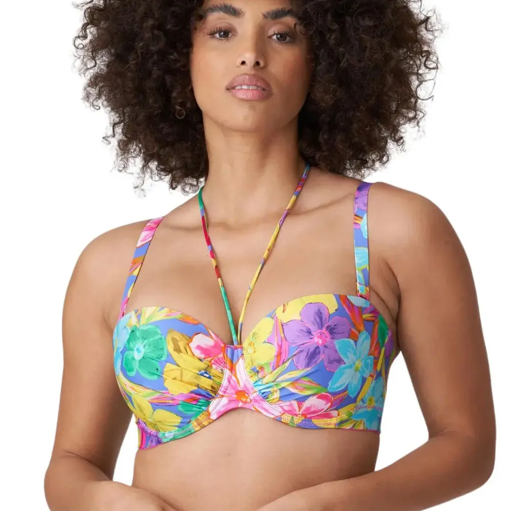PrimaDonna 'Sazan' Bikini Set with Padded Top and Rio Brief in Blue Bloom (Multicolour)