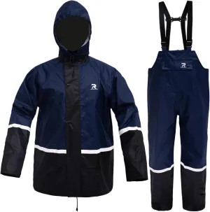 RainRider Rain Suits for Men Women Waterproof Hi-Vis Rain Gear Durable Oxford Rain Jacket Coat with Pants