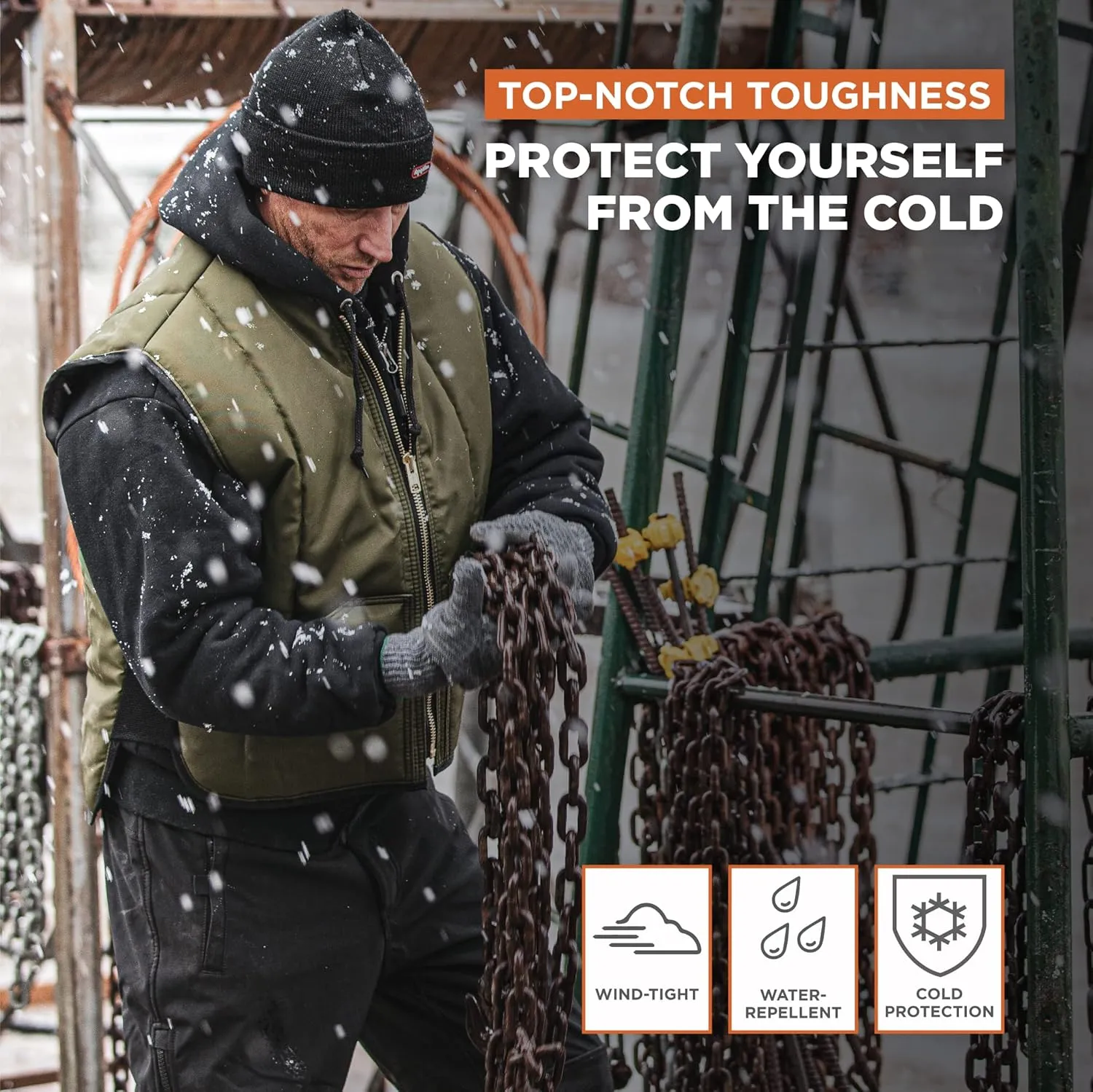 RefrigiWear Iron-Tuff Water-Resistant Insulated Vest, Comfort Rating of -50F