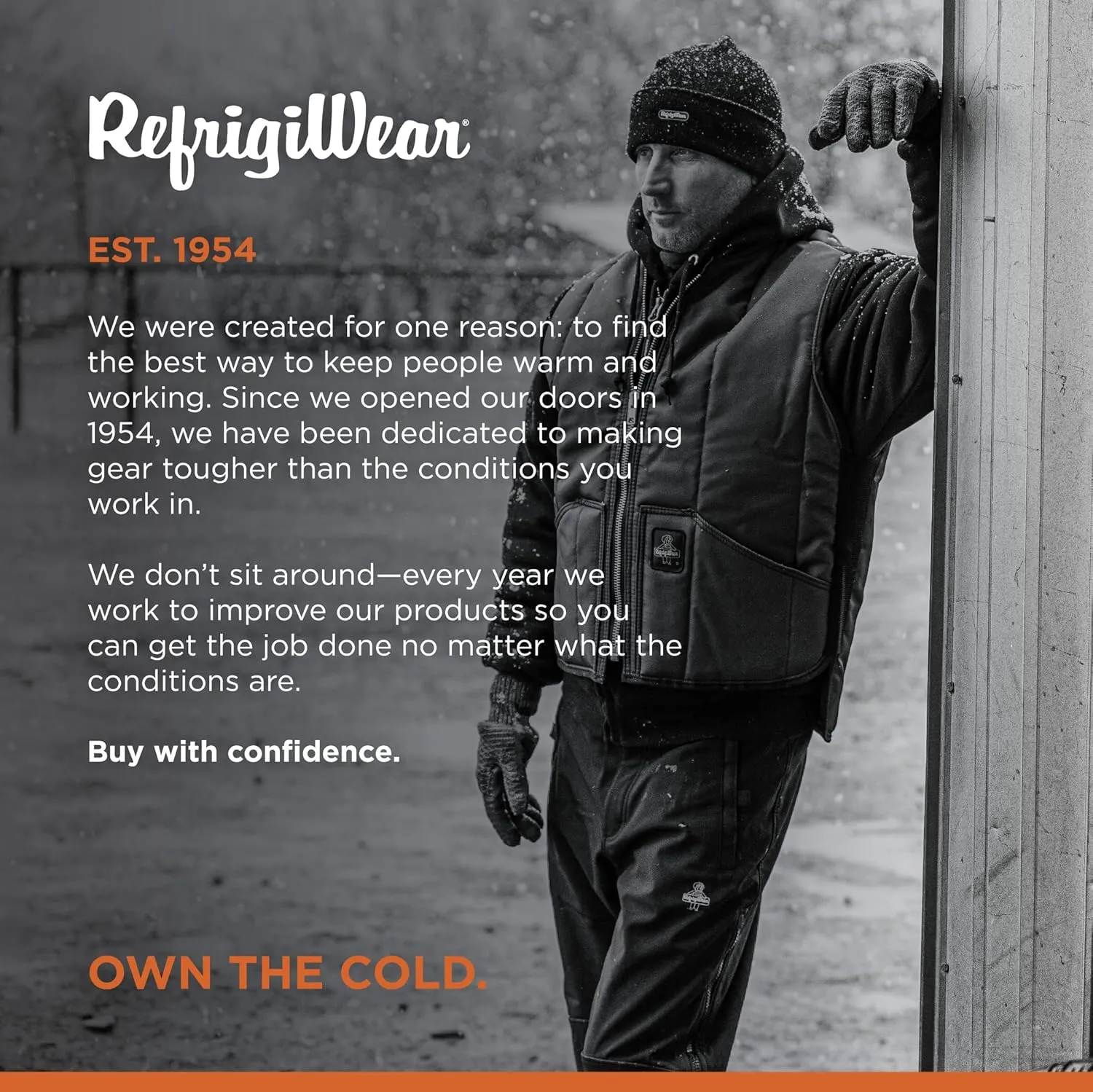 RefrigiWear Iron-Tuff Water-Resistant Insulated Vest, Comfort Rating of -50F