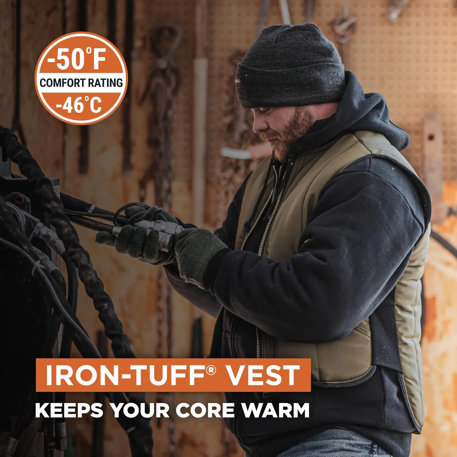 RefrigiWear Iron-Tuff Water-Resistant Insulated Vest, Comfort Rating of -50F