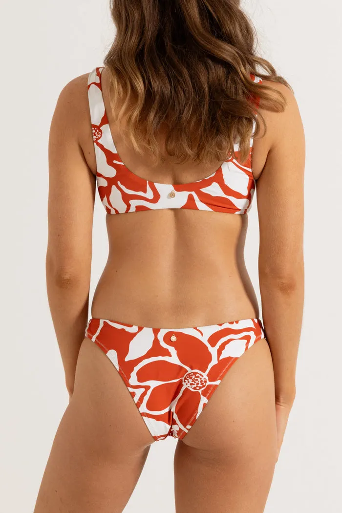 Rhythm Poppy Floral Hi Cut Pant - RED