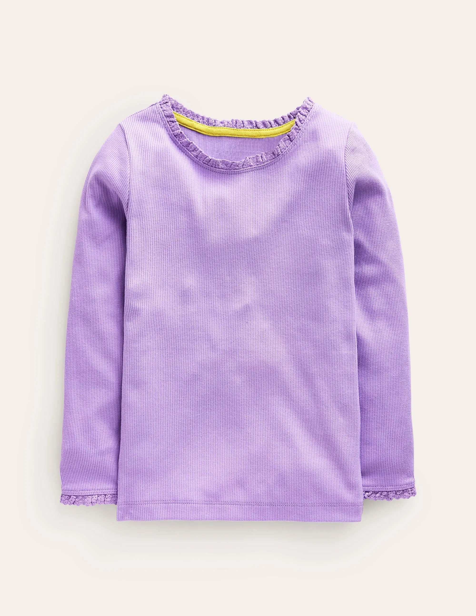 Ribbed Long Sleeve T-Shirt-Parma Violet