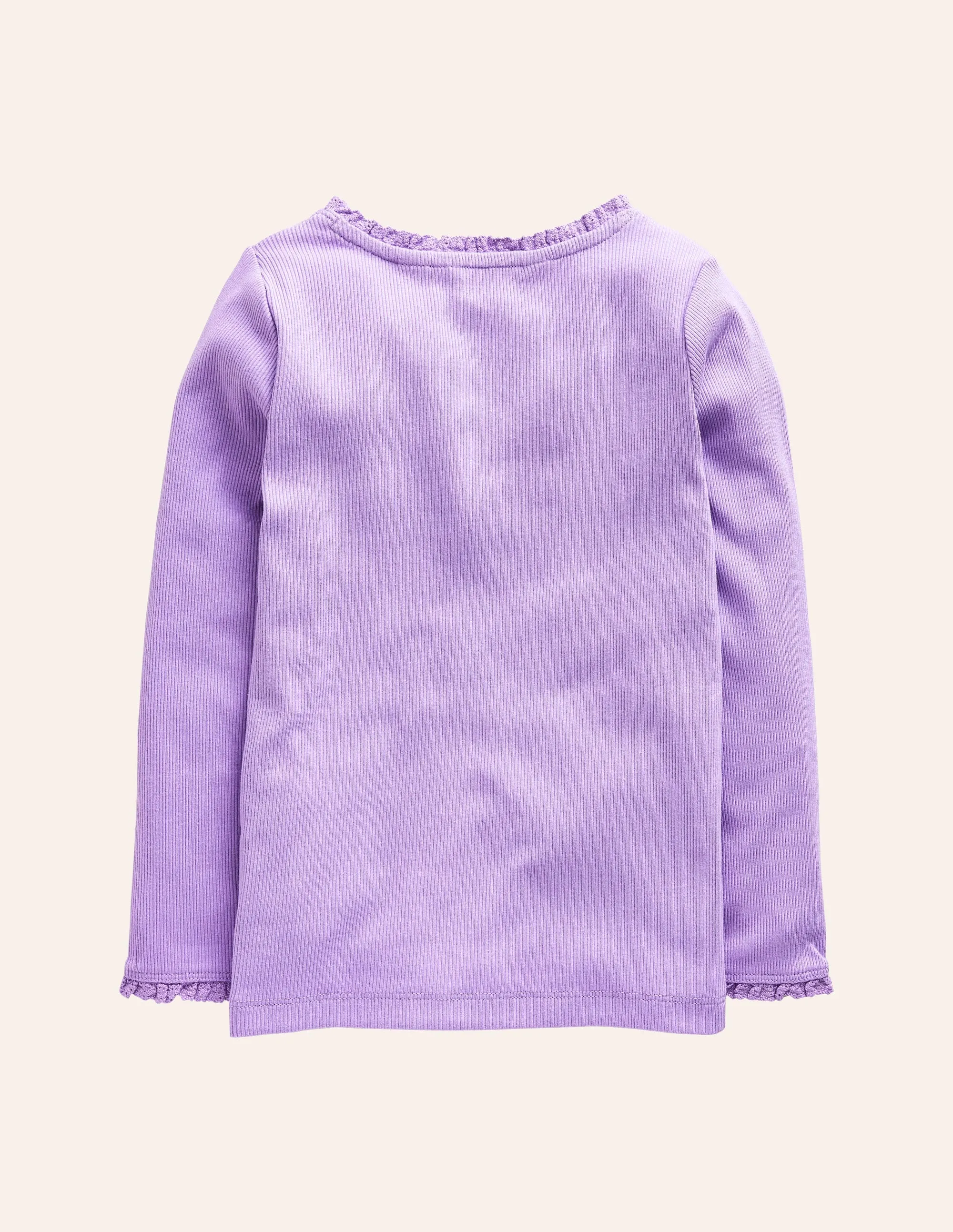 Ribbed Long Sleeve T-Shirt-Parma Violet