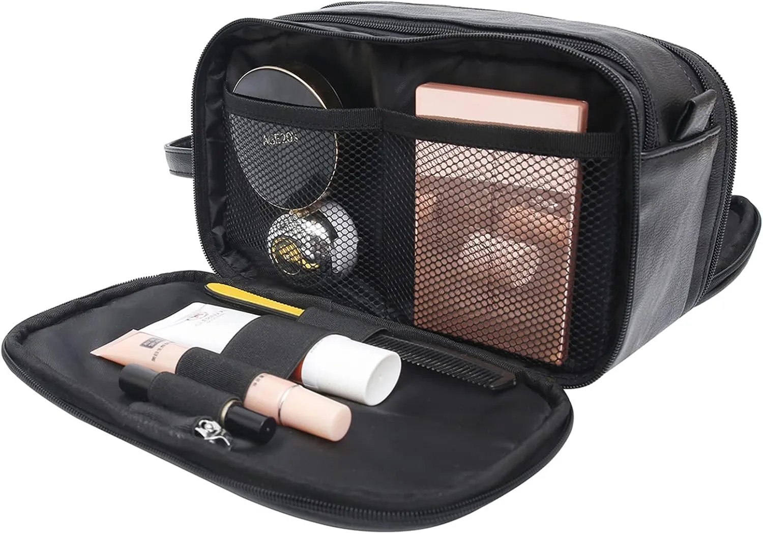rismart Men's Travel Toiletry Bag Pu Leather Water Resistant Organizer Travel Kit