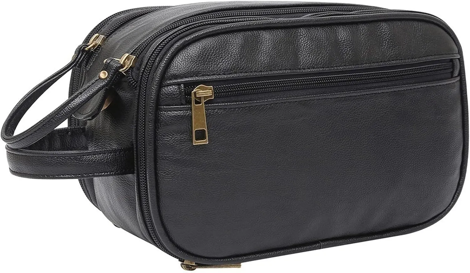 rismart Men's Travel Toiletry Bag Pu Leather Water Resistant Organizer Travel Kit