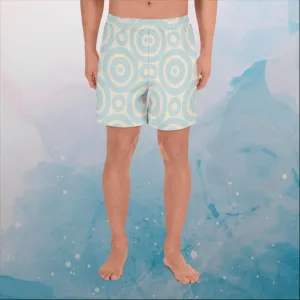 Robins Egg Blue Printed Target Circles Mens Recycled Athletic Shorts