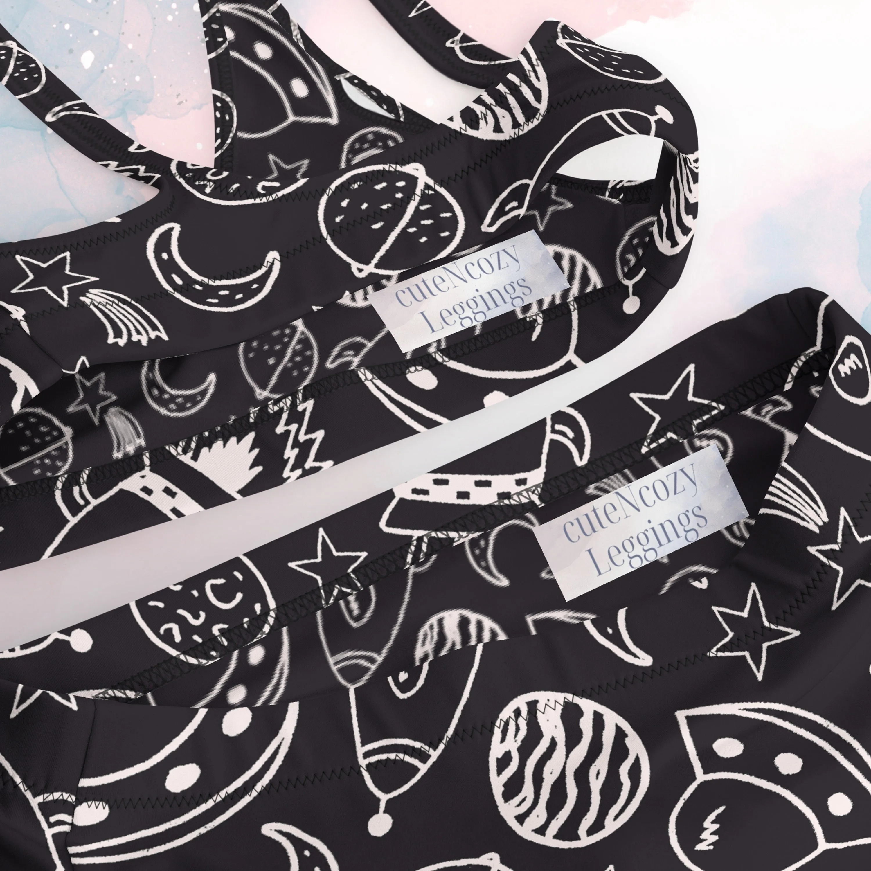 Rocket Ships and Planets Womens Recycled High Waisted Bikini Set