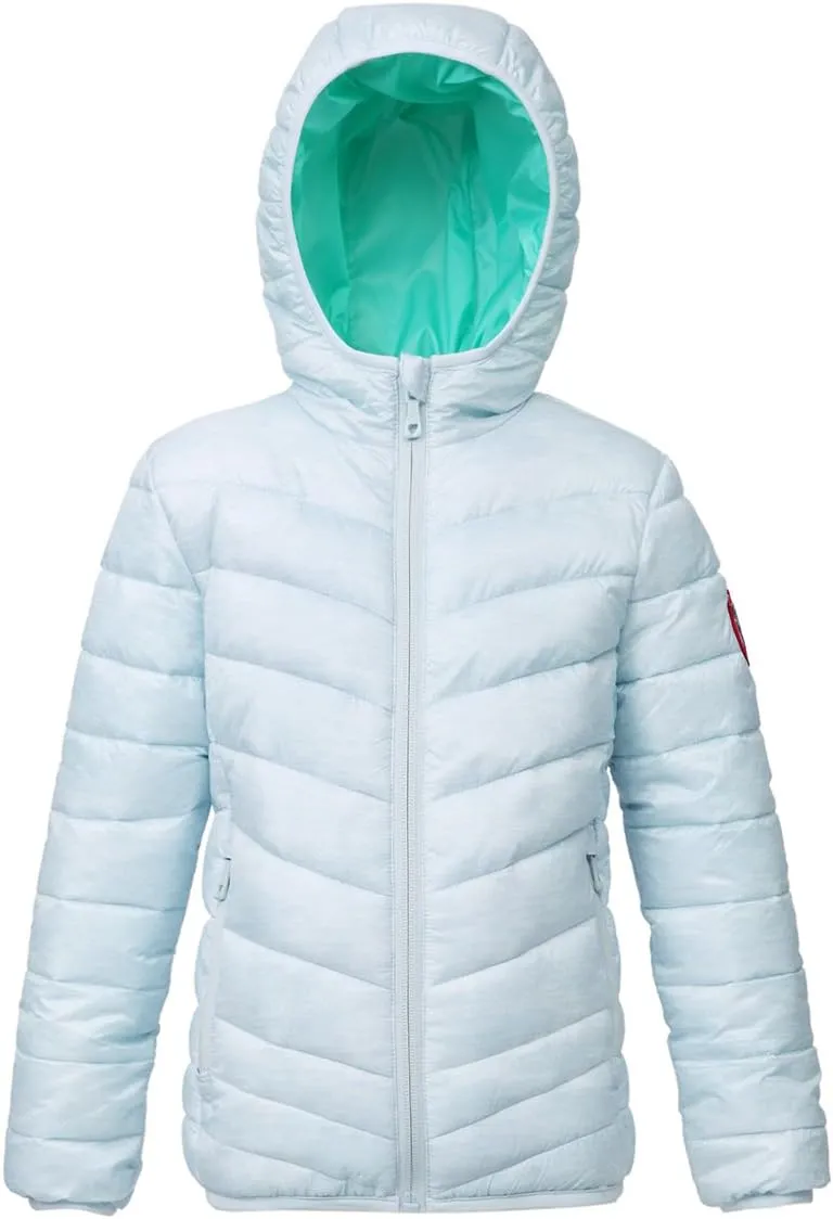 Rokka&Rolla Girls' Reversible Lightweight Puffer Jacket Hooded Water-Resistant Winter Coat