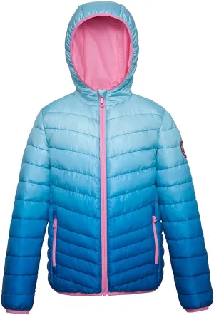 Rokka&Rolla Girls' Reversible Lightweight Puffer Jacket Hooded Water-Resistant Winter Coat
