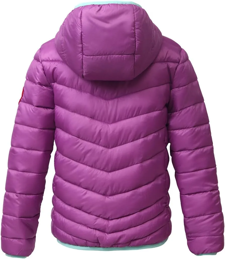 Rokka&Rolla Girls' Reversible Lightweight Puffer Jacket Hooded Water-Resistant Winter Coat