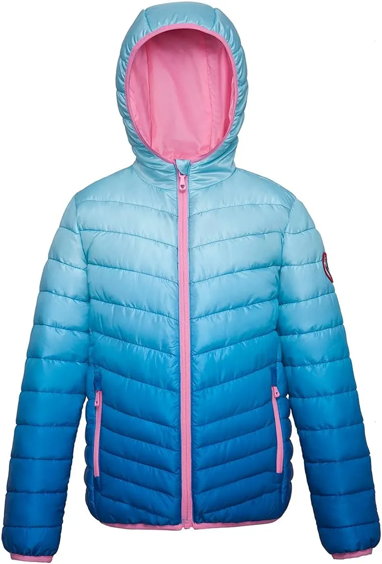 Rokka&Rolla Girls' Reversible Lightweight Puffer Jacket Hooded Water-Resistant Winter Coat