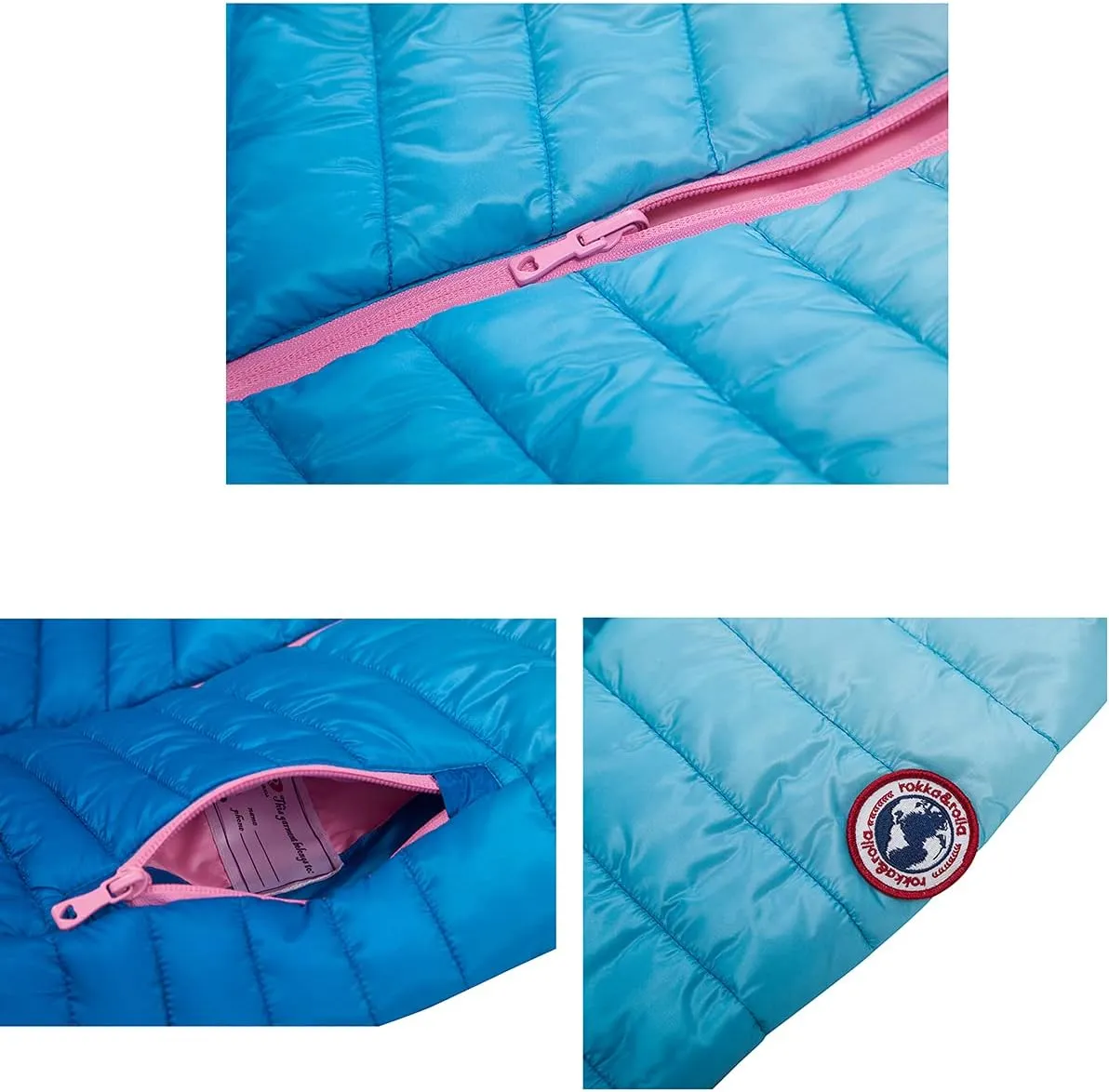 Rokka&Rolla Girls' Reversible Lightweight Puffer Jacket Hooded Water-Resistant Winter Coat