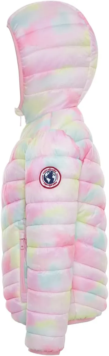 Rokka&Rolla Girls' Reversible Lightweight Puffer Jacket Hooded Water-Resistant Winter Coat