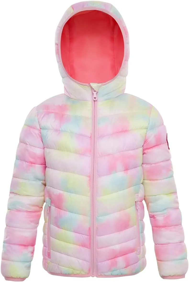 Rokka&Rolla Girls' Reversible Lightweight Puffer Jacket Hooded Water-Resistant Winter Coat