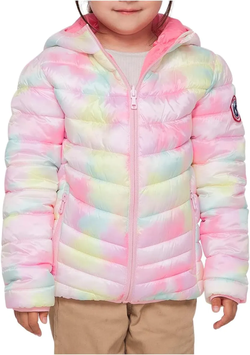 Rokka&Rolla Girls' Reversible Lightweight Puffer Jacket Hooded Water-Resistant Winter Coat