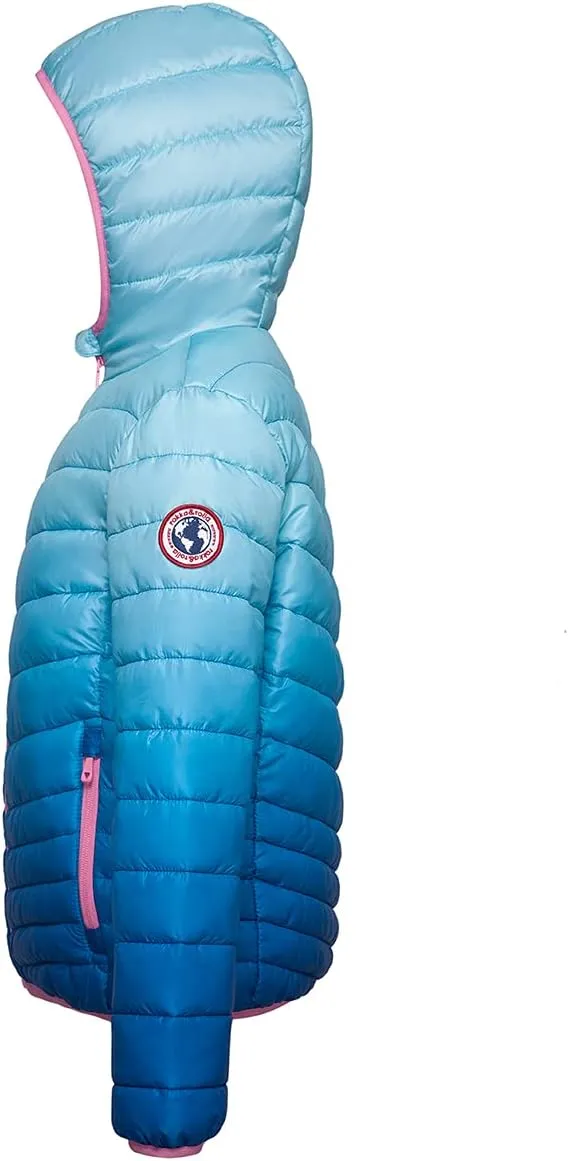 Rokka&Rolla Girls' Reversible Lightweight Puffer Jacket Hooded Water-Resistant Winter Coat