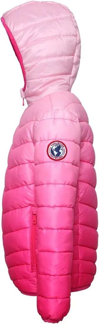 Rokka&Rolla Girls' Reversible Lightweight Puffer Jacket Hooded Water-Resistant Winter Coat