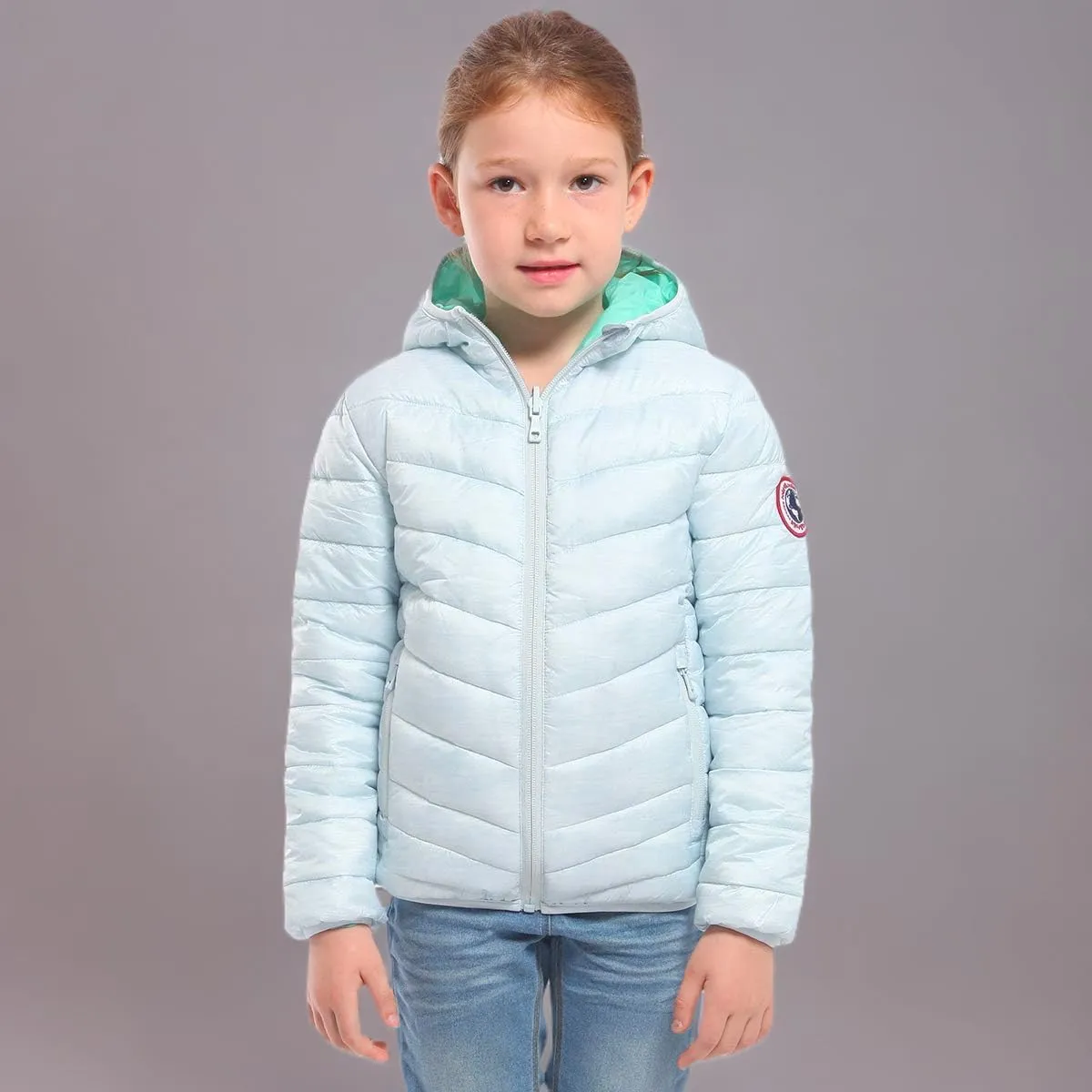 Rokka&Rolla Girls' Reversible Lightweight Puffer Jacket Hooded Water-Resistant Winter Coat