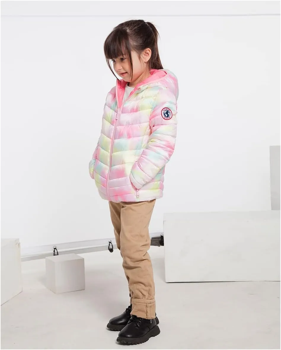 Rokka&Rolla Girls' Reversible Lightweight Puffer Jacket Hooded Water-Resistant Winter Coat