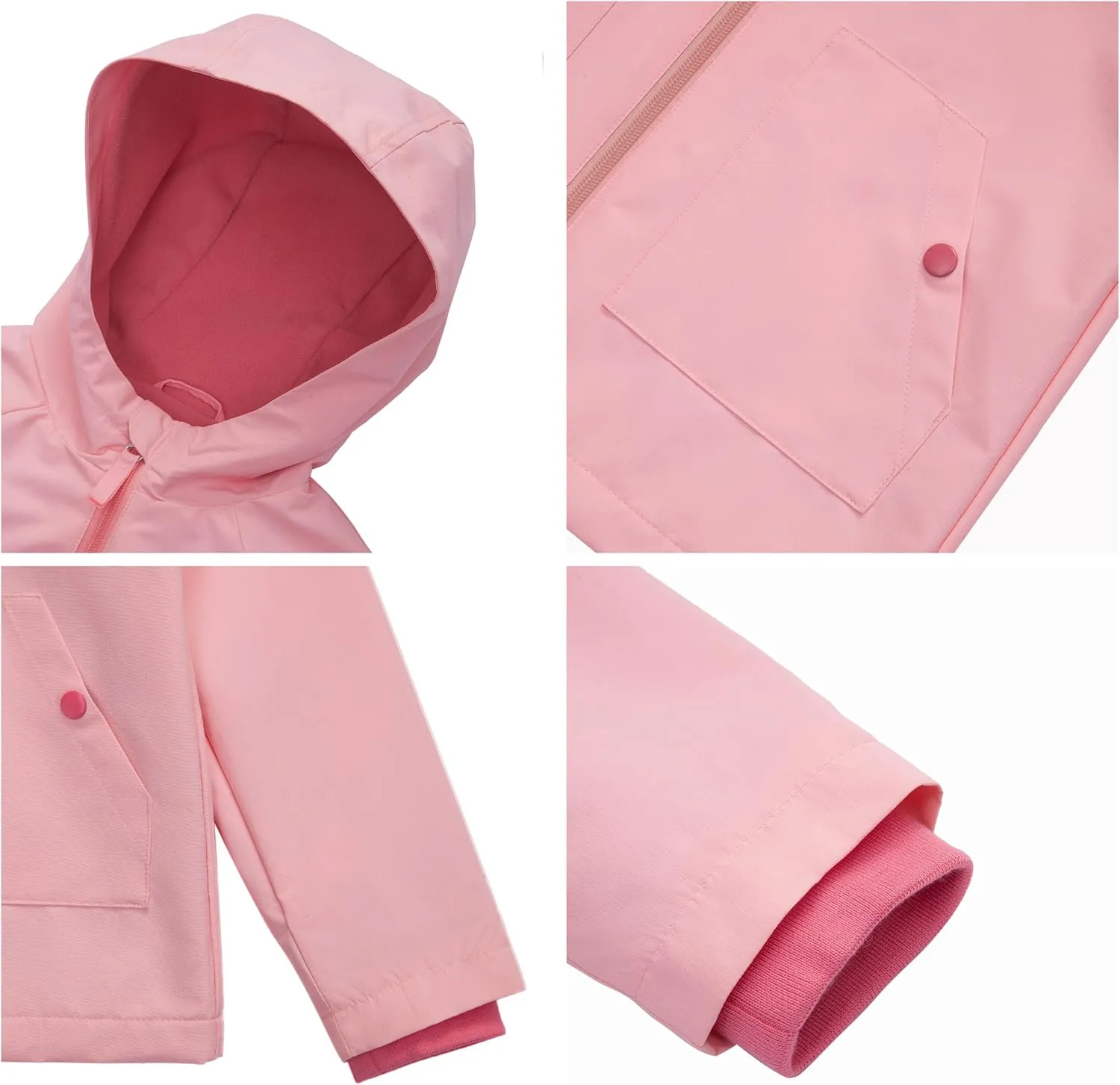 Rokka&Rolla Girls' Water-Resistant Fleece Lined Windbreaker Ripstop Transitional Jacket