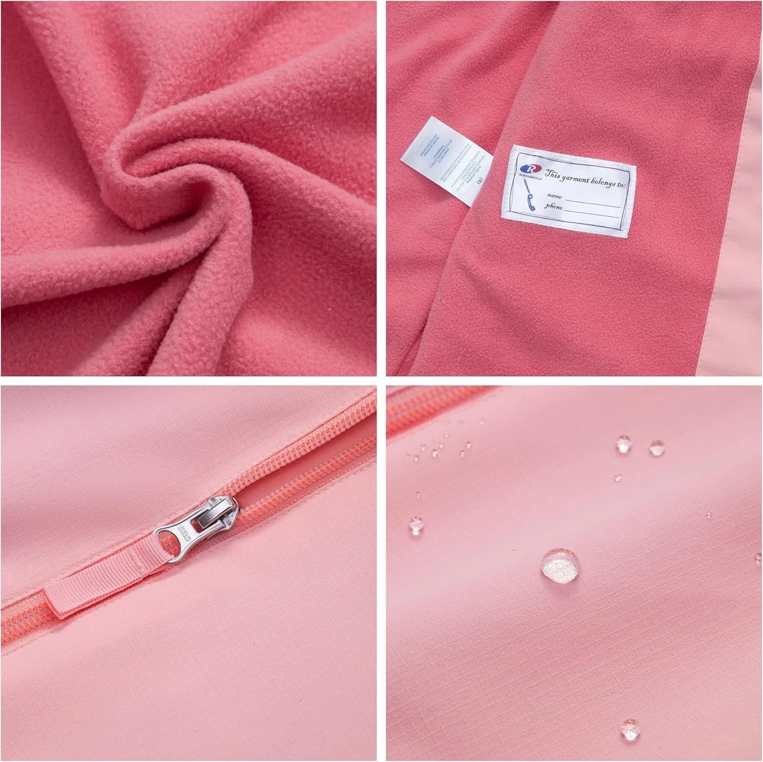 Rokka&Rolla Girls' Water-Resistant Fleece Lined Windbreaker Ripstop Transitional Jacket
