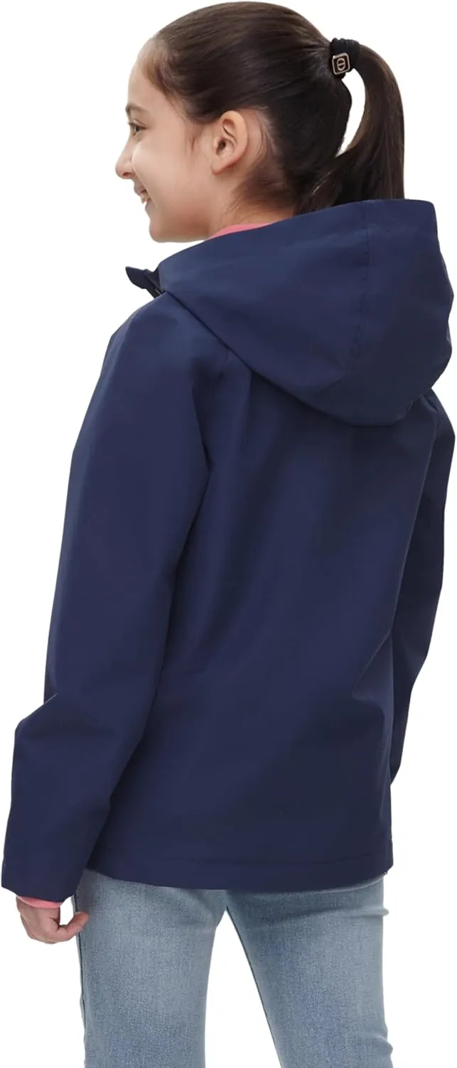 Rokka&Rolla Girls' Water-Resistant Fleece Lined Windbreaker Ripstop Transitional Jacket