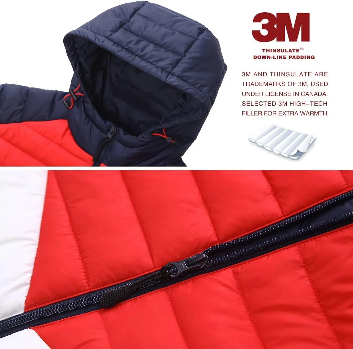 Rokka&Rolla Men's Lightweight Puffer Jacket Water-Resistant Hooded Winter Coat
